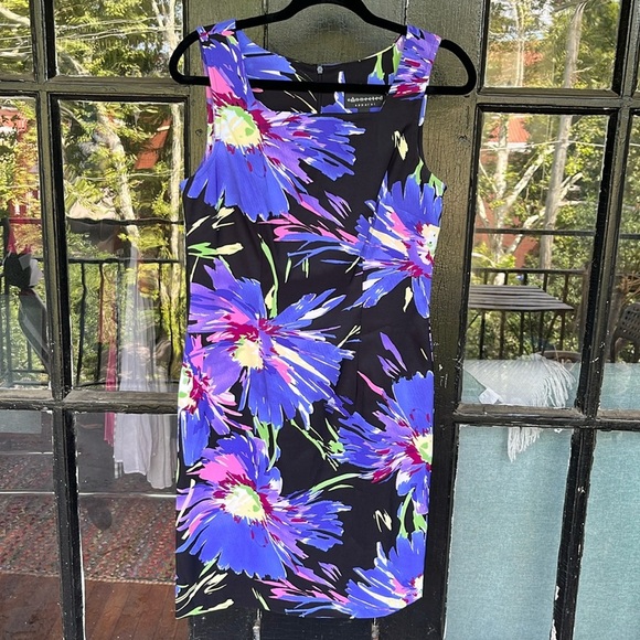 Connected Apparel Square Neckline Floral Water Color Dress Size 6 - Picture 1 of 4